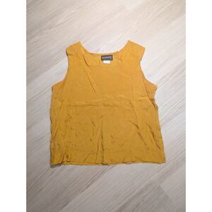 Vintage Rafferty Women's M Mustard Gold Sleeveless Rayon Top Made USA 80s 90s